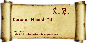 Kender Nimród névjegykártya